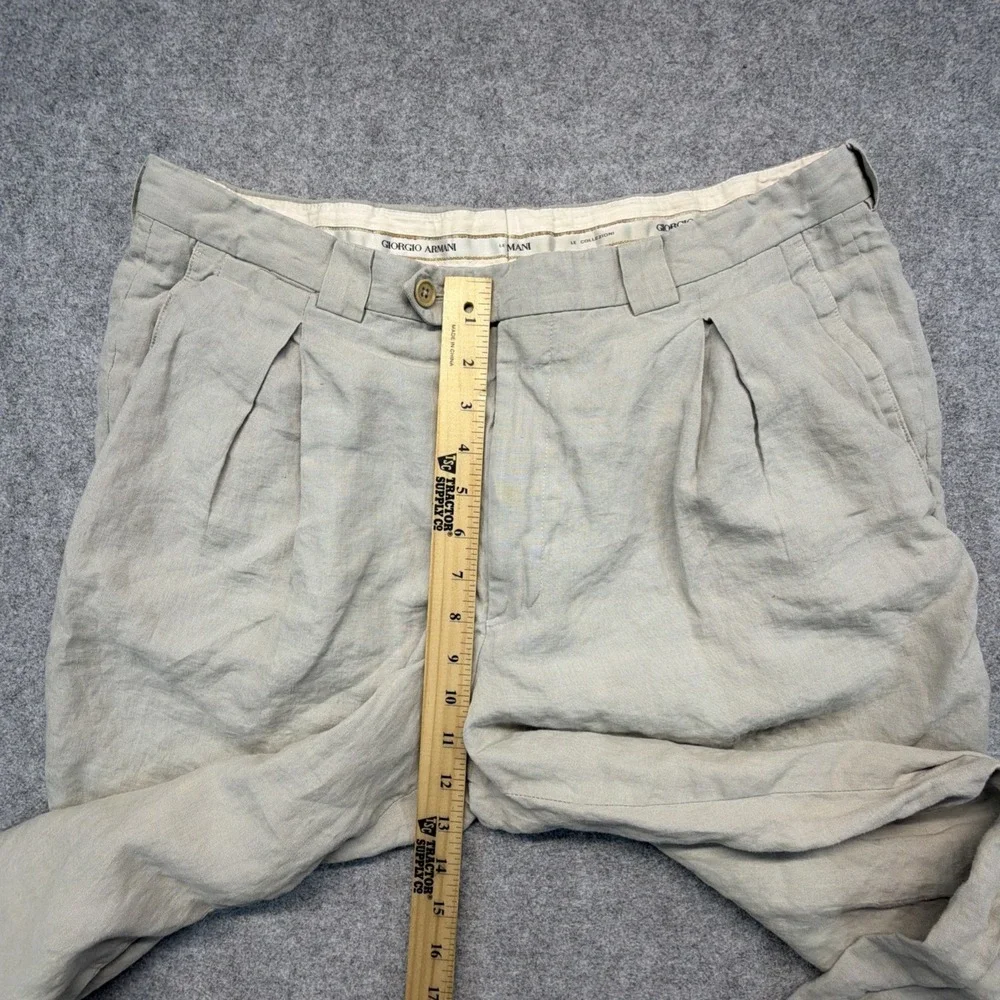 GIORGIO ARMANI Italy Baggy Pleated Linen Pants Men's 34x28